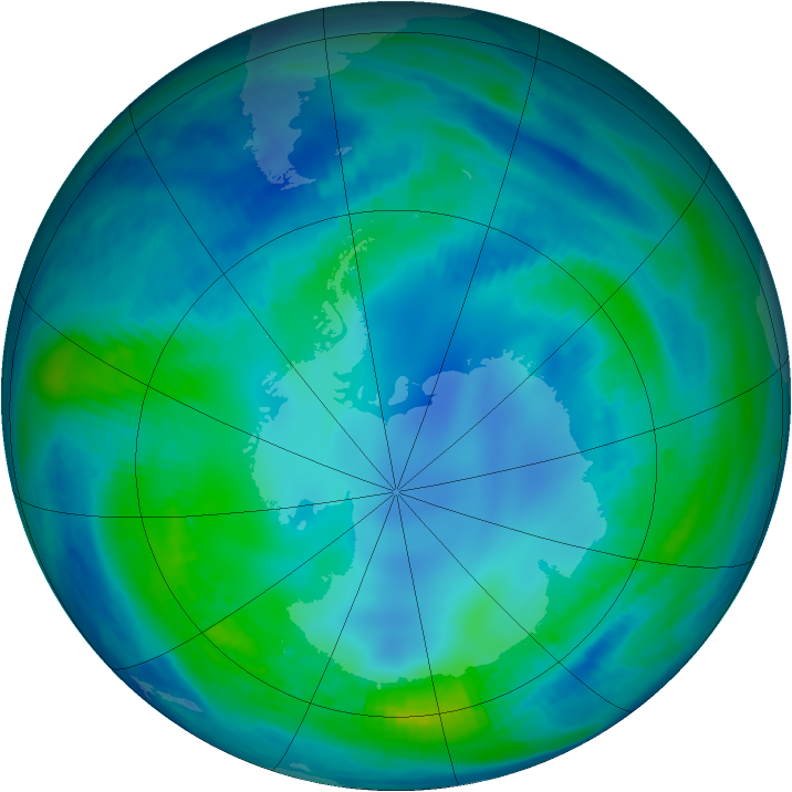 Antarctic ozone map for 07 May 2000